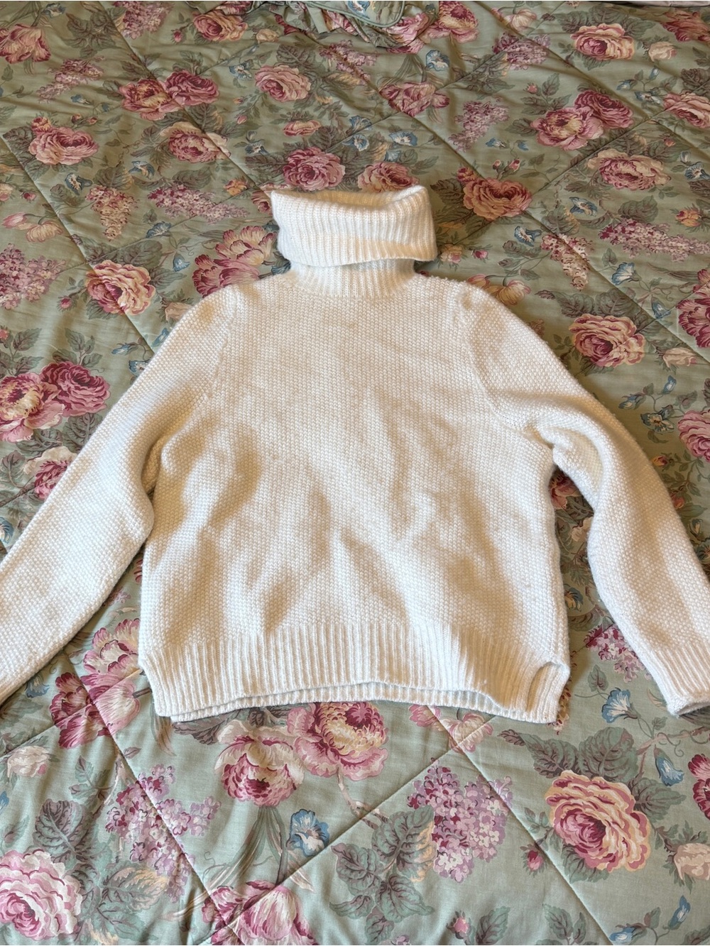 Madewell Varick Antique Cream Textural Seed Stitch Turtleneck Sweater - M
